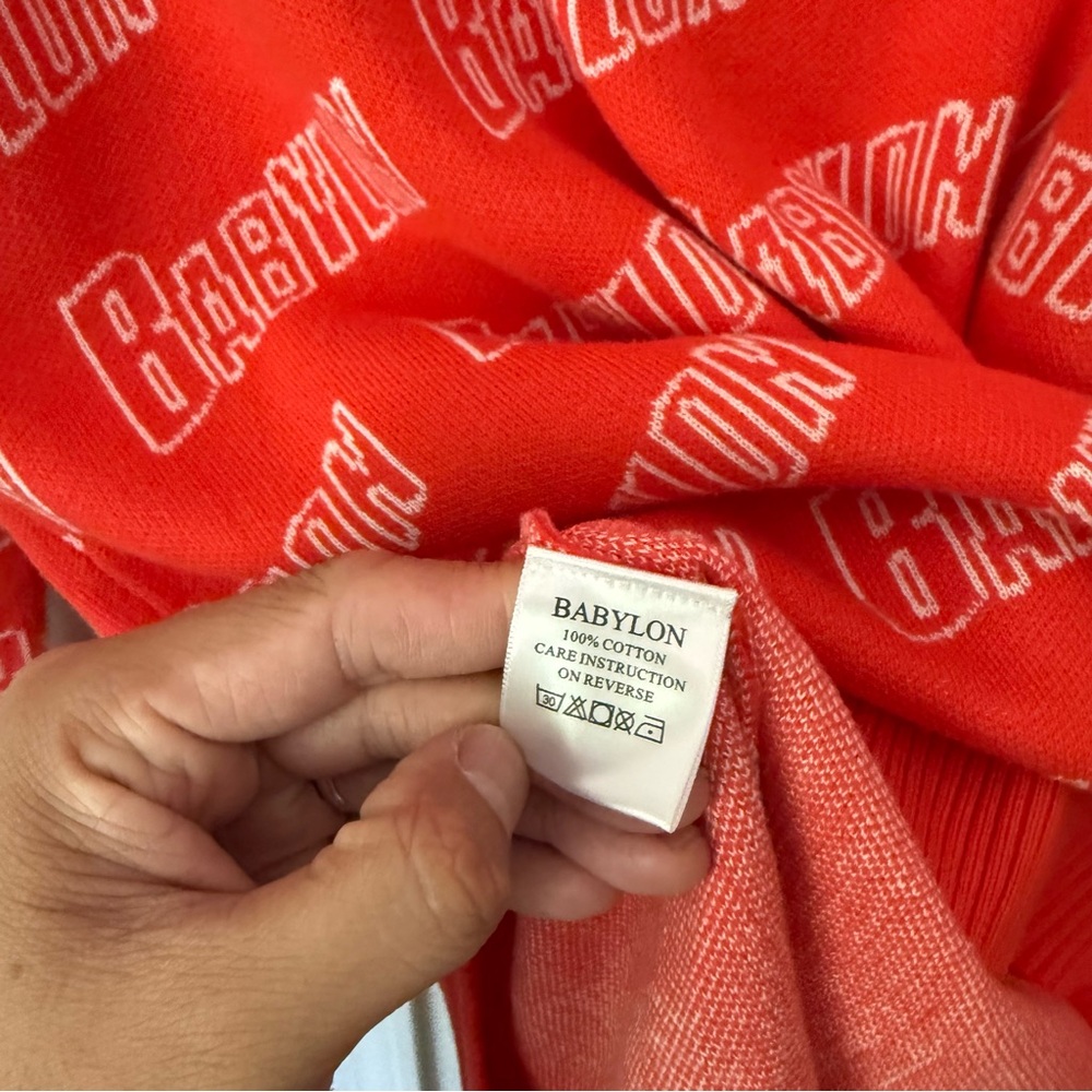 BABYLON LA red logo crew neck long‎ sleeve cotton pullover sweater - Picture 7 of 7